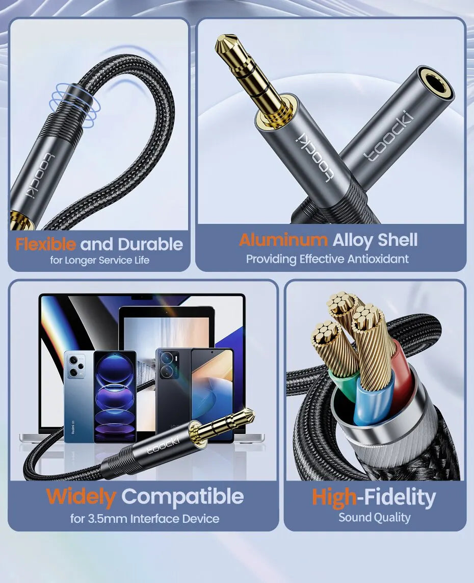 Cable de extensión de Audio 3,5, conector macho a hembra de 3,5mm para altavoces