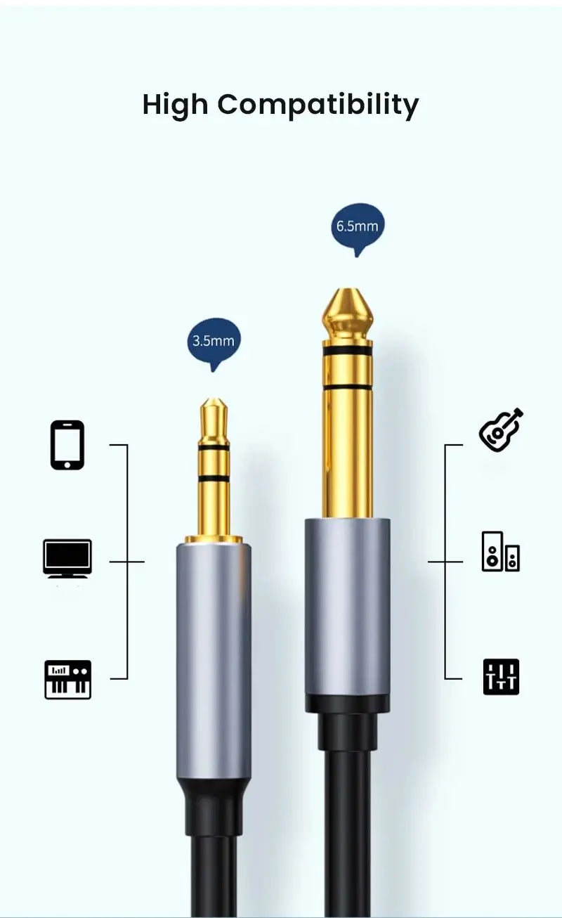 NIERBO6.35mm 1/4 "macho a 3,5mm 1/8" macho TRS Cable de Audio estéreo bidireccional