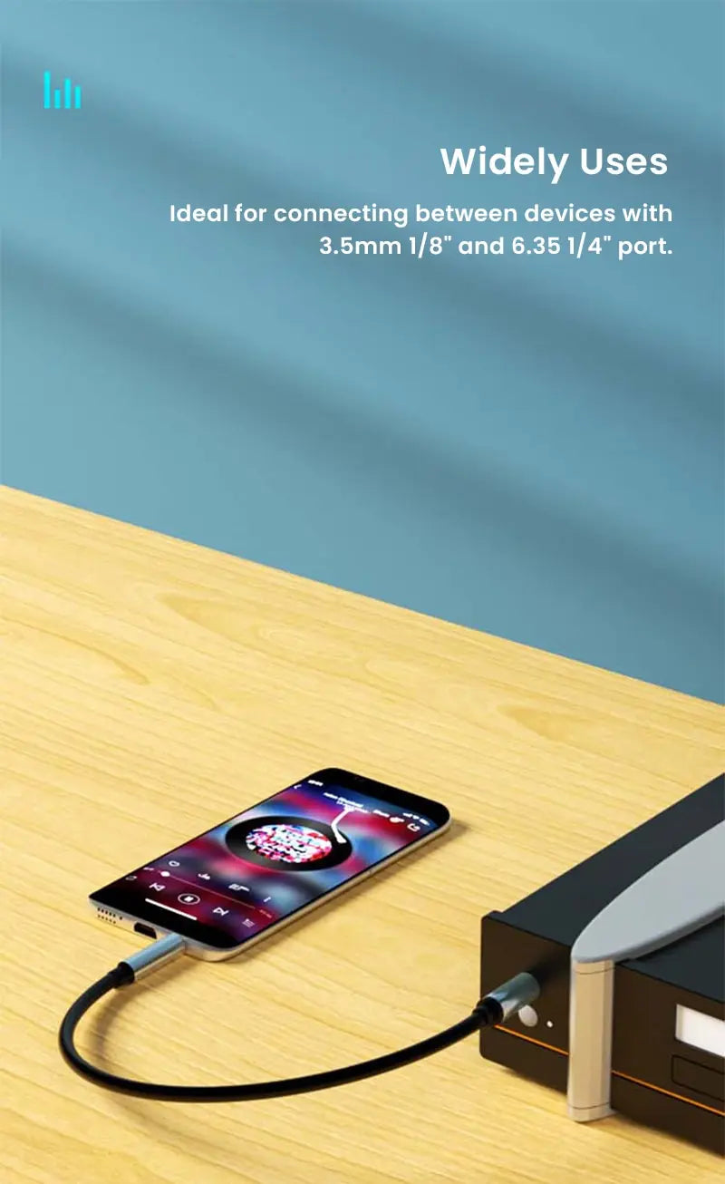 NIERBO6.35mm 1/4 "macho a 3,5mm 1/8" macho TRS Cable de Audio estéreo bidireccional