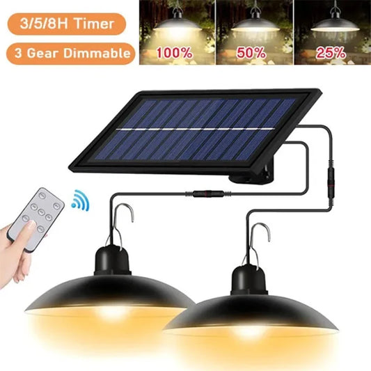 Lámpara colgante solar para exteriores, lámpara LED impermeable