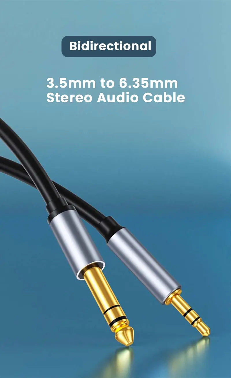 NIERBO6.35mm 1/4 "macho a 3,5mm 1/8" macho TRS Cable de Audio estéreo bidireccional